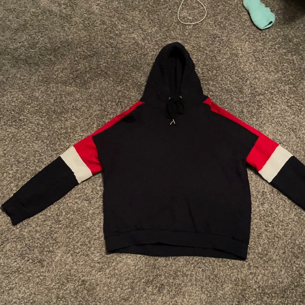 Navy blue hoodie, cozy and comfy